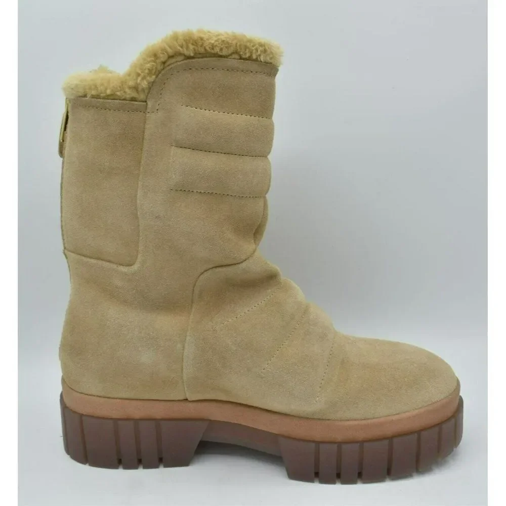 Free People EU 37.5 US 7.5 Fable Faux Fur Sand Suede Platform Zip Up Winter Boot